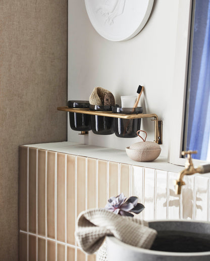 Fidra Storage Shelf - Black/brass finish
