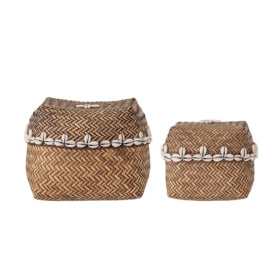 Bloomingville Seval Basket W/Lid, Nature, Bamboo