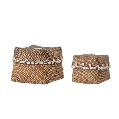 Bloomingville Seval Basket W/Lid, Nature, Bamboo