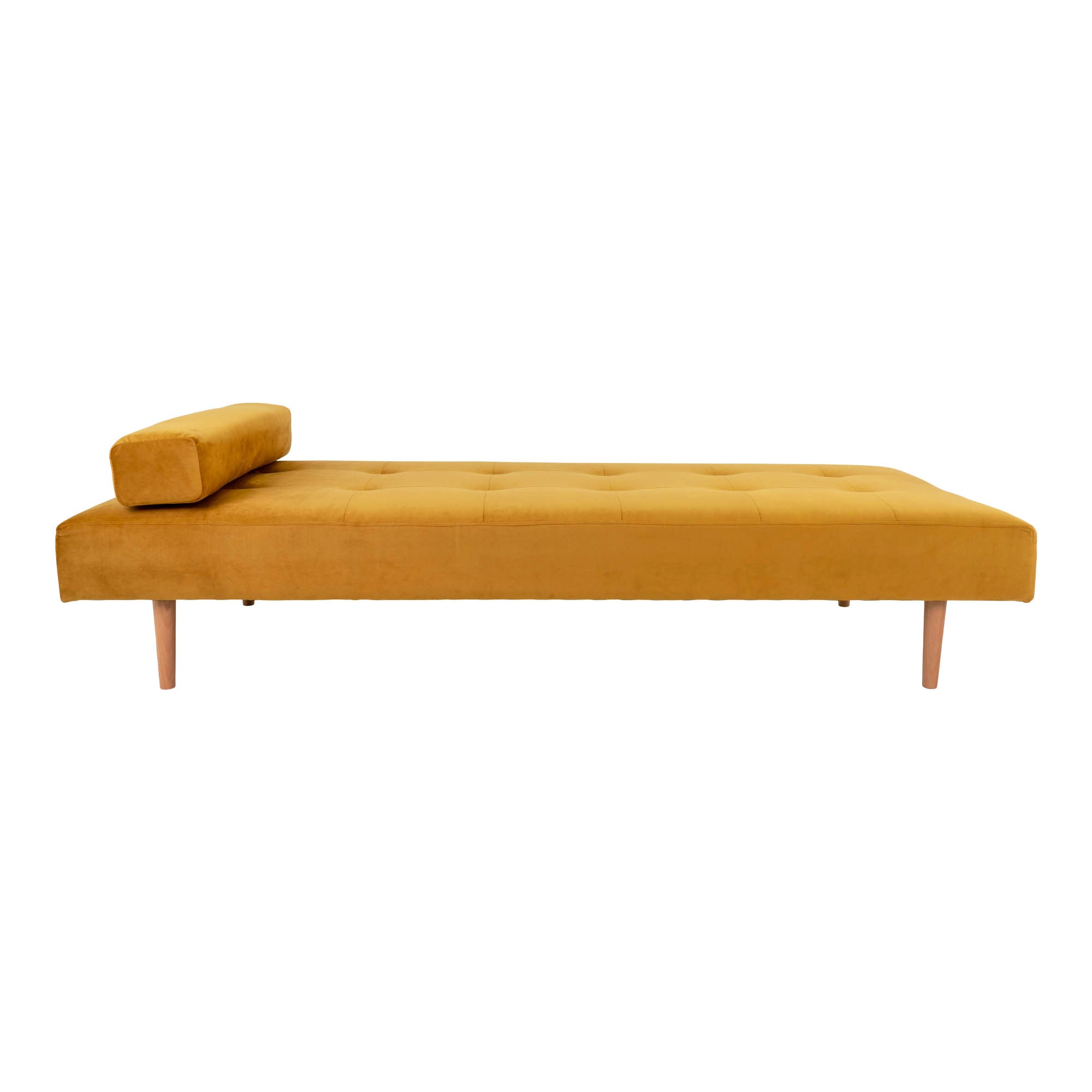 Capri Daybed - Daybed in velor, mustard yellow with nature wooden legs, HN1004