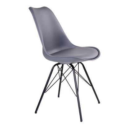 Oslo Dining Chair - Dining Table Chair, Gray with Black Legs