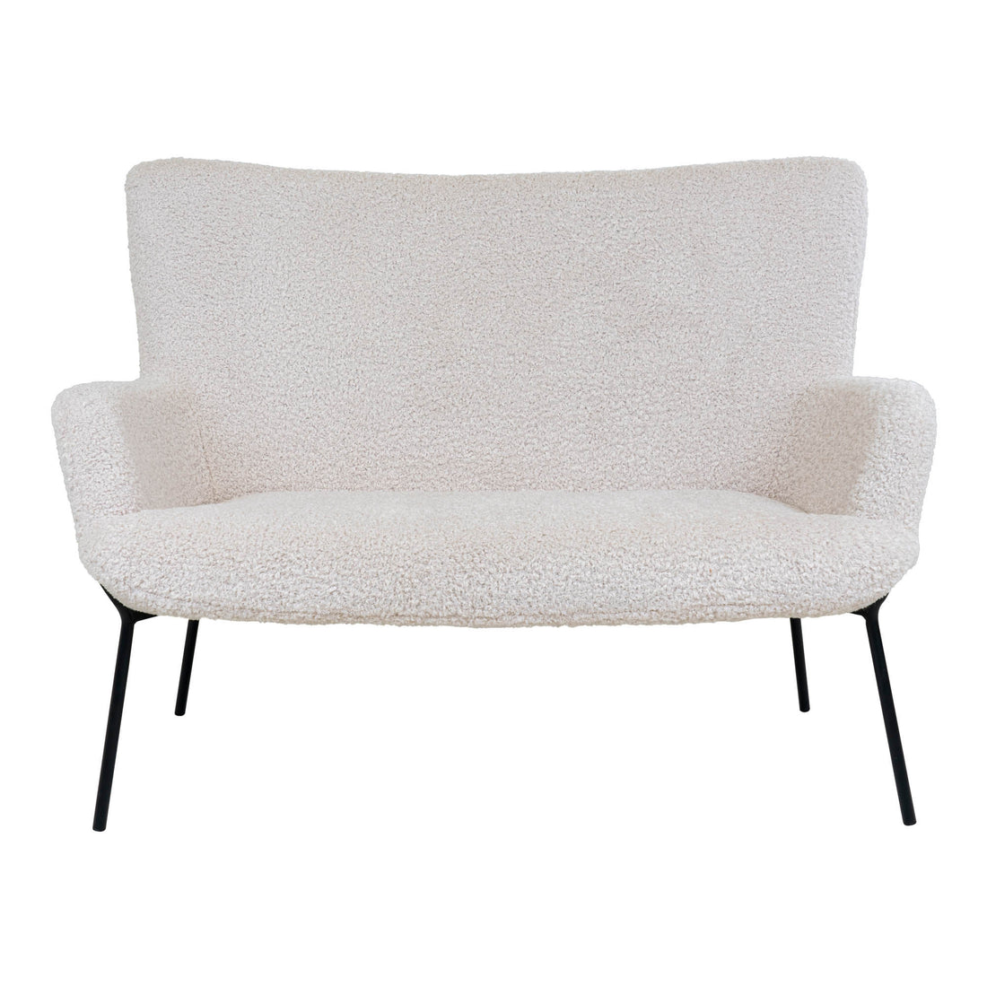 Glasgow sofa - 2 person sofa in artificial lambskin, white with black legs - 1 - pcs