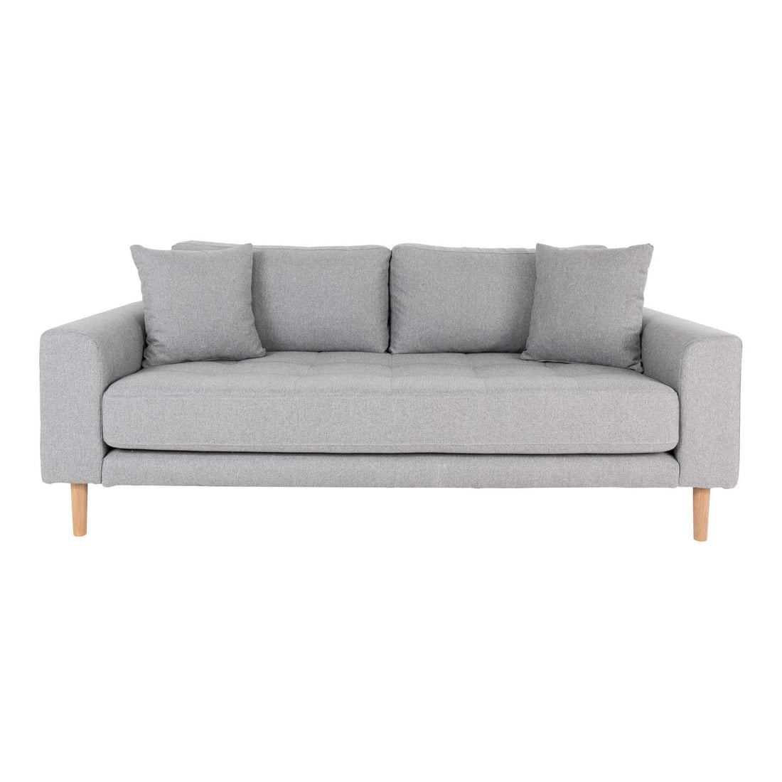 Lido 2.5 -person sofa - 2.5 person sofa in velor, dark blue with two pillows and nature wooden legs, HN1005 - 1 - pcs