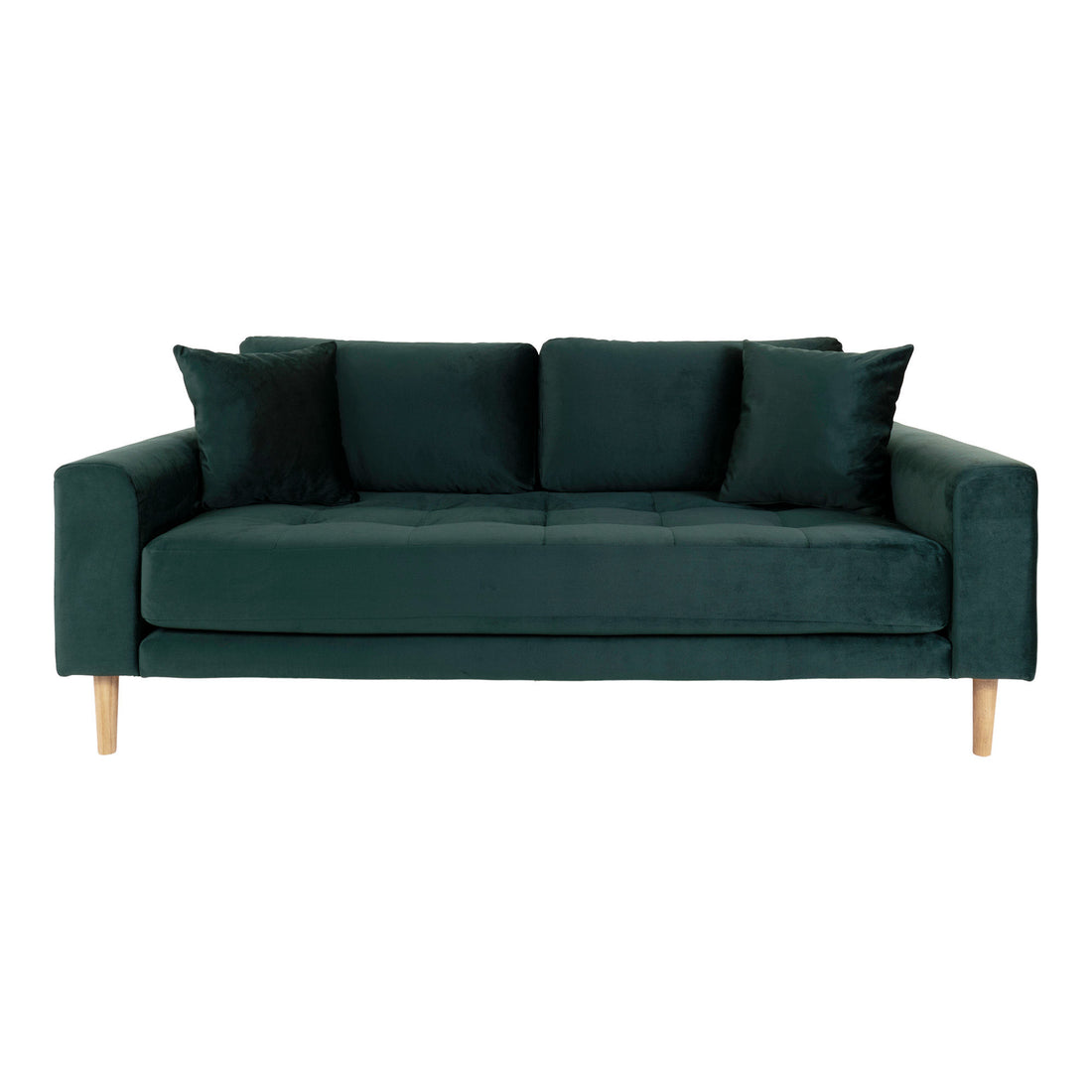 Lido 2.5 -person sofa - 2.5 -person sofa in Veolur, dark green with two pillows and nature wooden legs, HN1006 - 1 - pcs