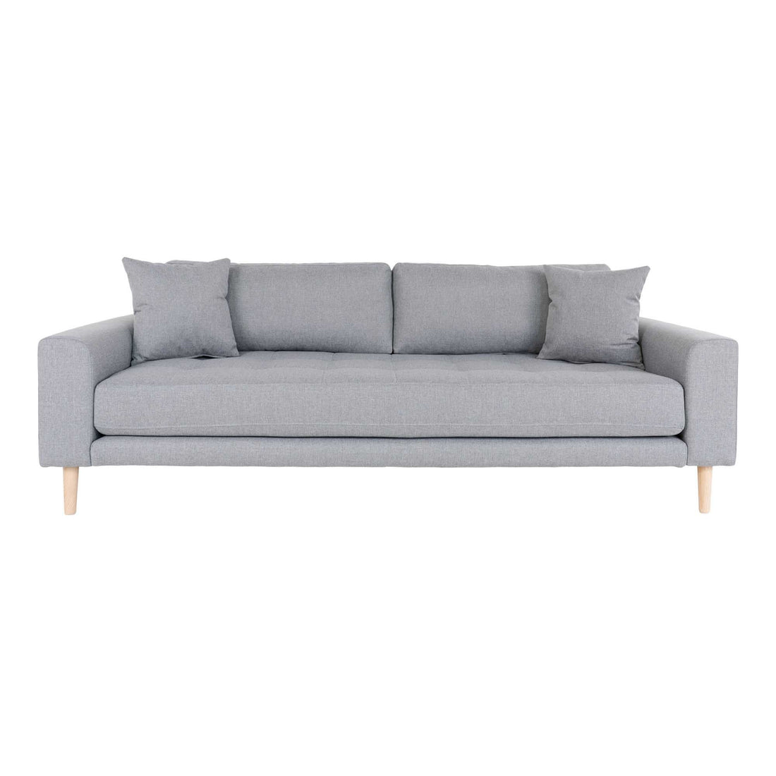 Lido 3 person sofa - 3 person sofa in light gray with two pillows and nature wooden legs, HN1001 - 1 - pcs