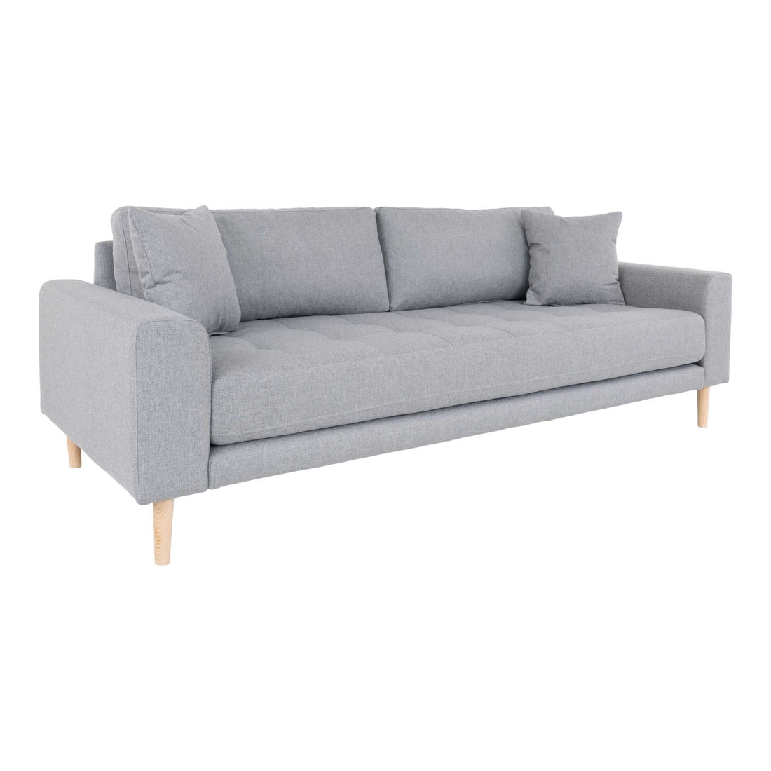 Lido 3 person sofa - 3 person sofa in light gray with two pillows and nature wooden legs, HN1001 - 1 - pcs