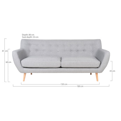 Monte 3 -person sofa - 3 person sofa, light gray with nature pap, HN1001