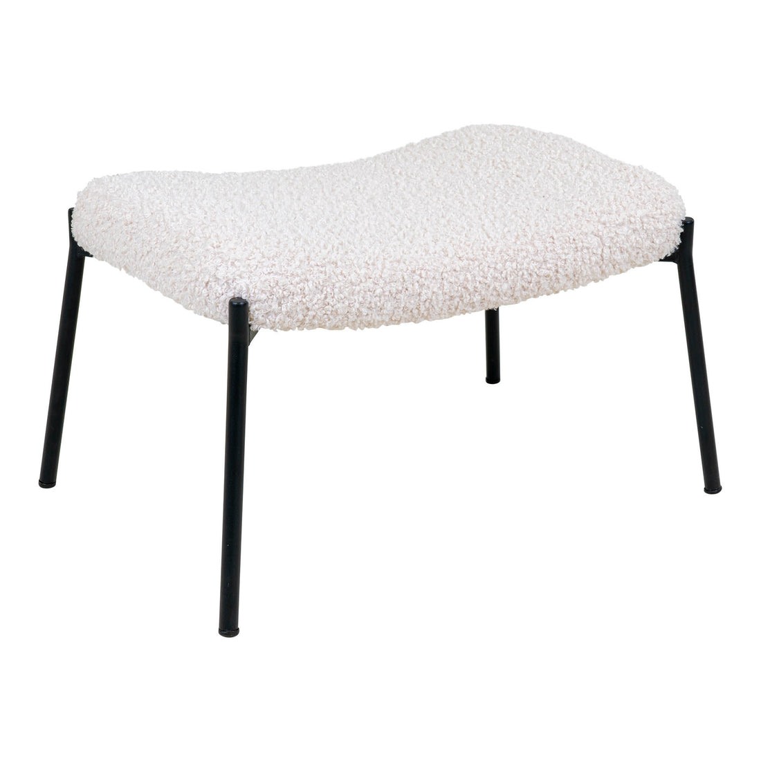 Glasgow footstool - footstool in white artificial lambskin with black legs - 1 - pcs