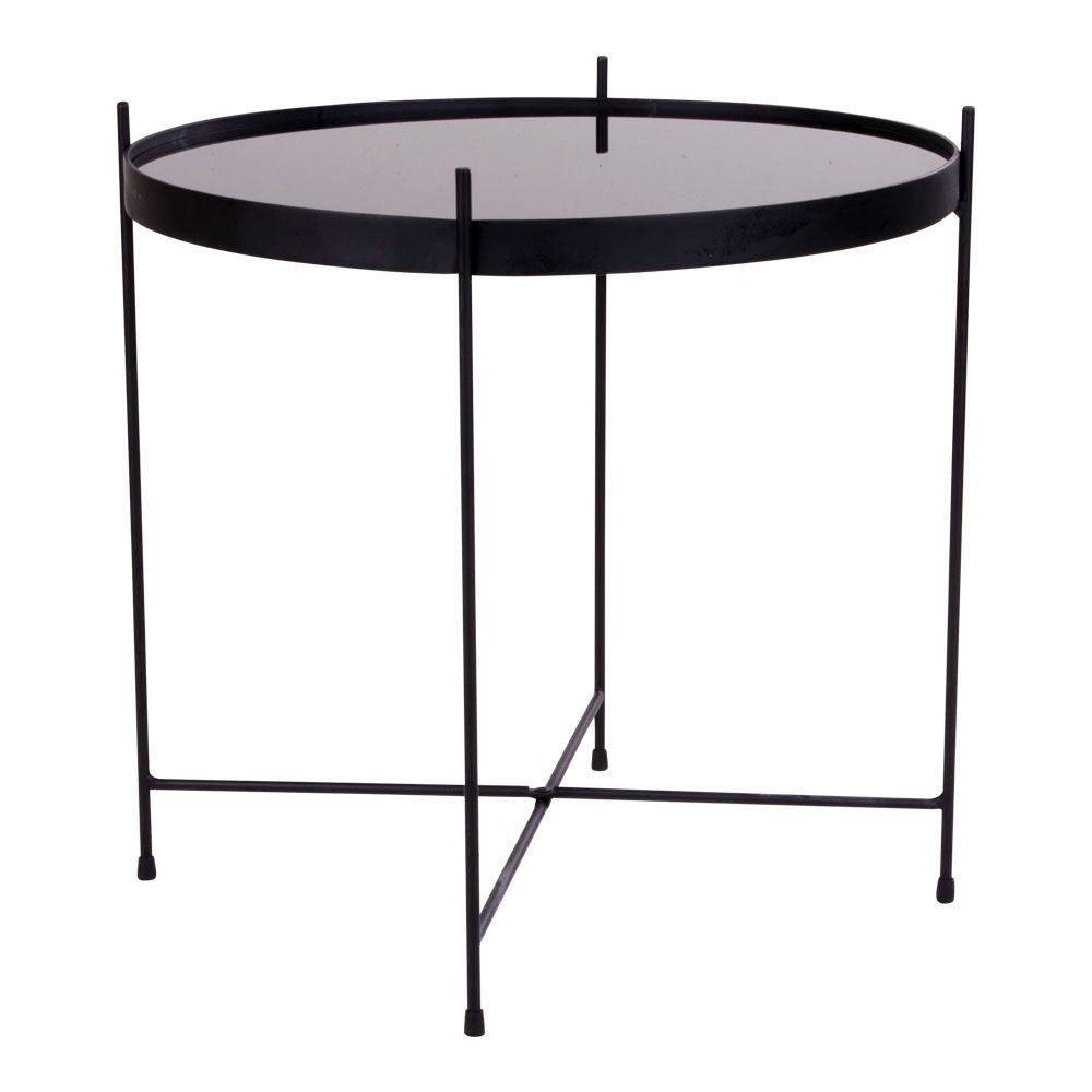 Venezia Coffee Table - Corner table in black steel with glass Ø48xH48cm - 1 - pcs