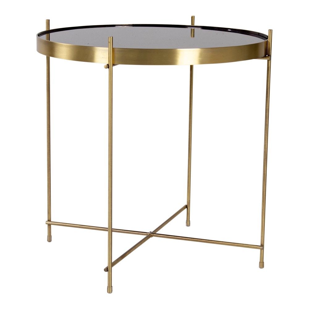Venezia Coffee table - Corner table in brass colored steel with glass Ø48xH48cm - 1 - pcs