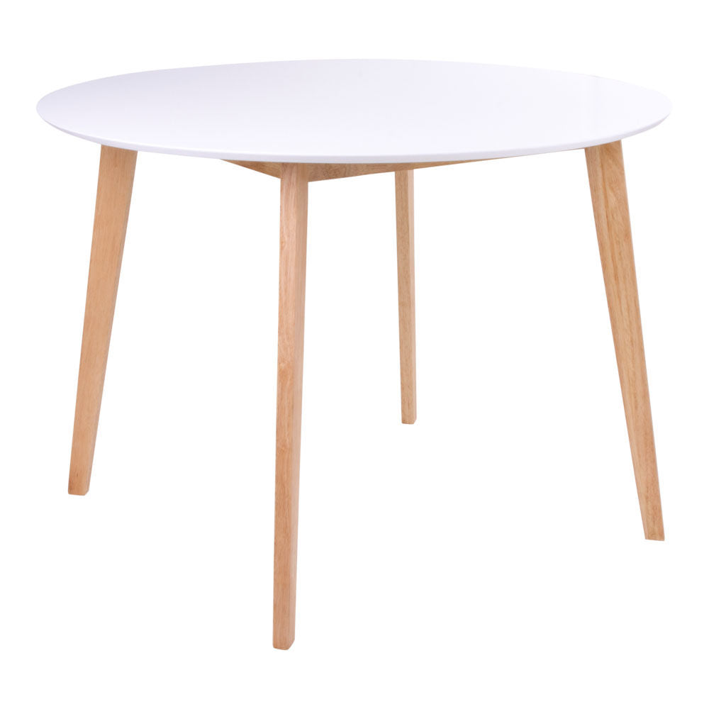 Vojens Dining Table - Dining Table in White and Nature Ø105, H75 cm - 1 - Pcs
