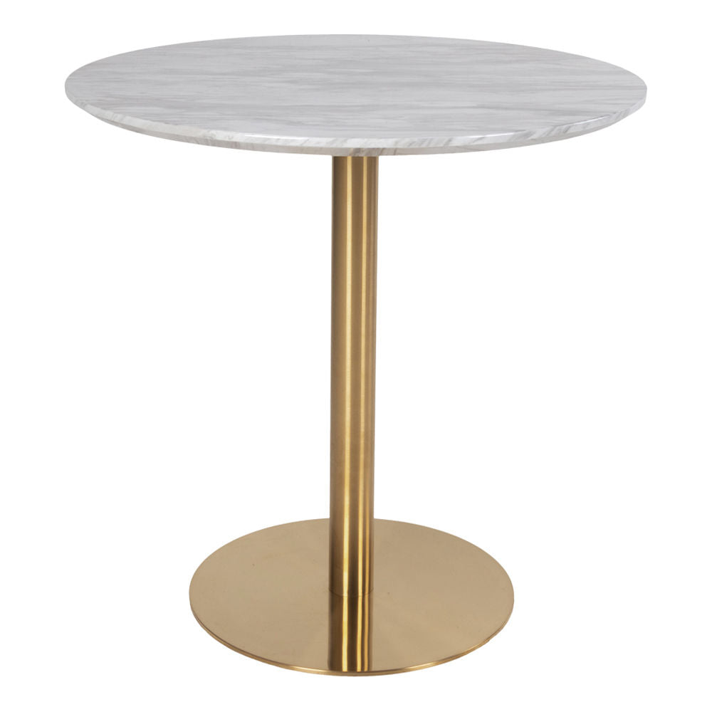 Bolzano Dining Table - Dining table with top in marble look and legs in brass look Ø90x75cm - 1 - pcs
