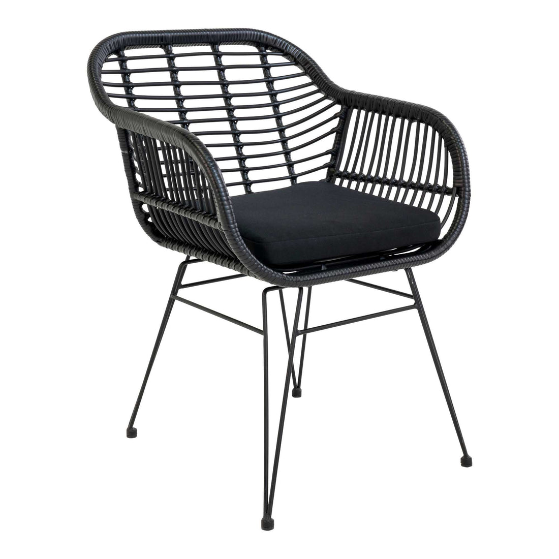 Trieste chair - chair in black polyrattan with cushion - 2 - pcs