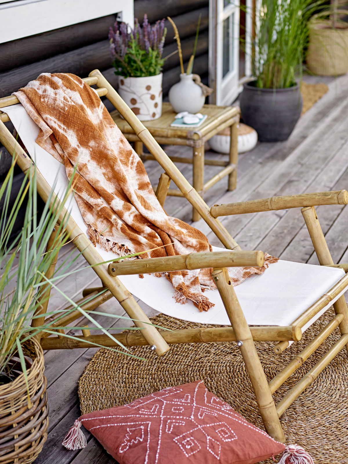 Bloomingville Corfu sun lounger, nature, bamboo