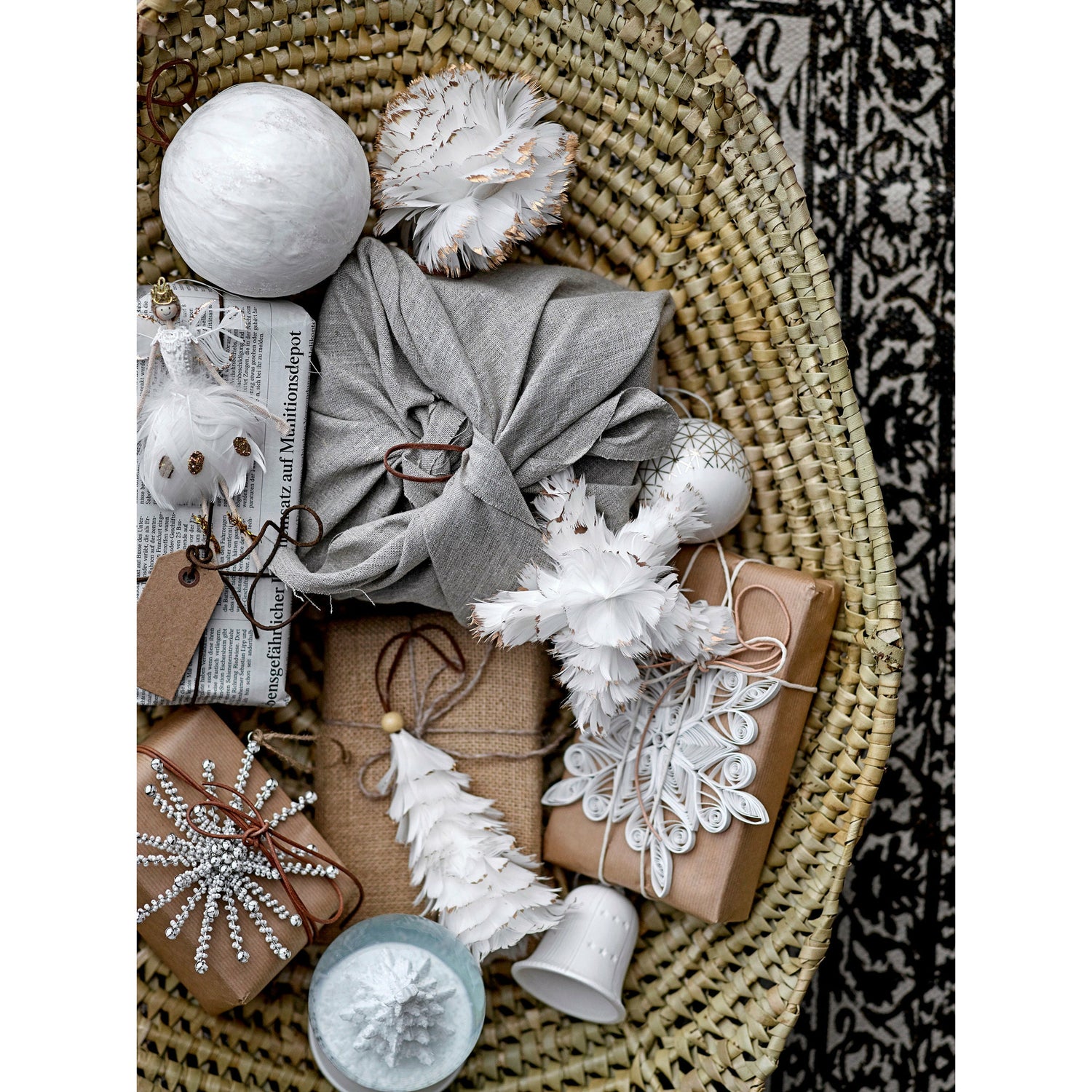 Bloomingville Rug, Black, Cotton