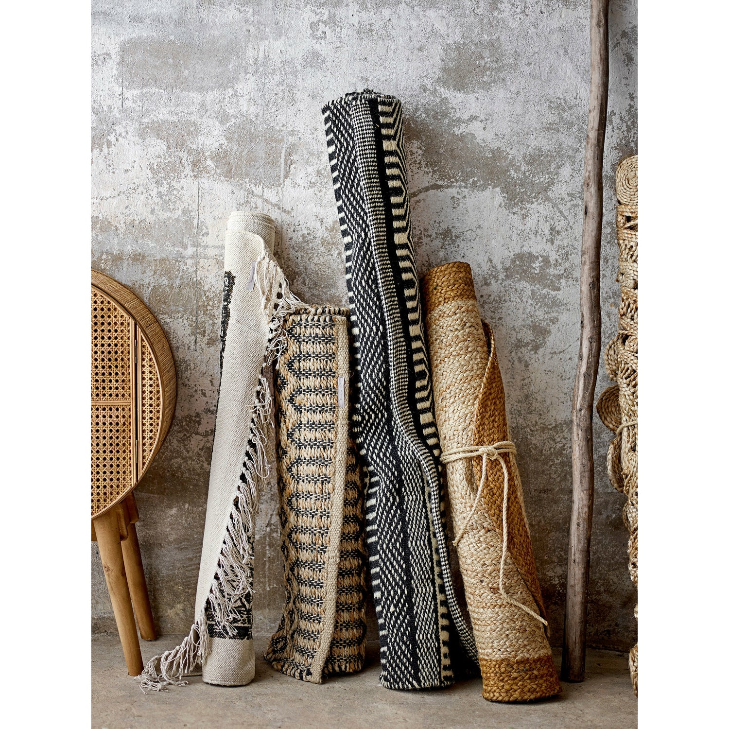 Bloomingville Rug, Black, Cotton