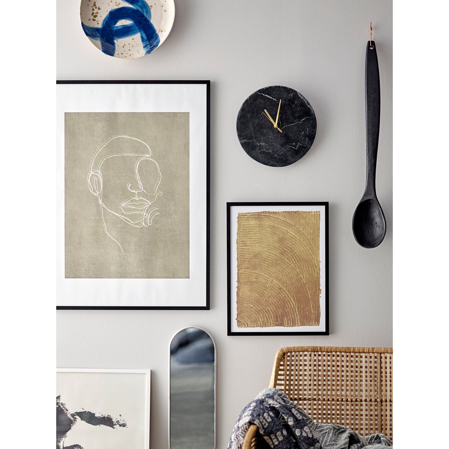 Bloomingville Jamin Wall Clock, Black, Marble