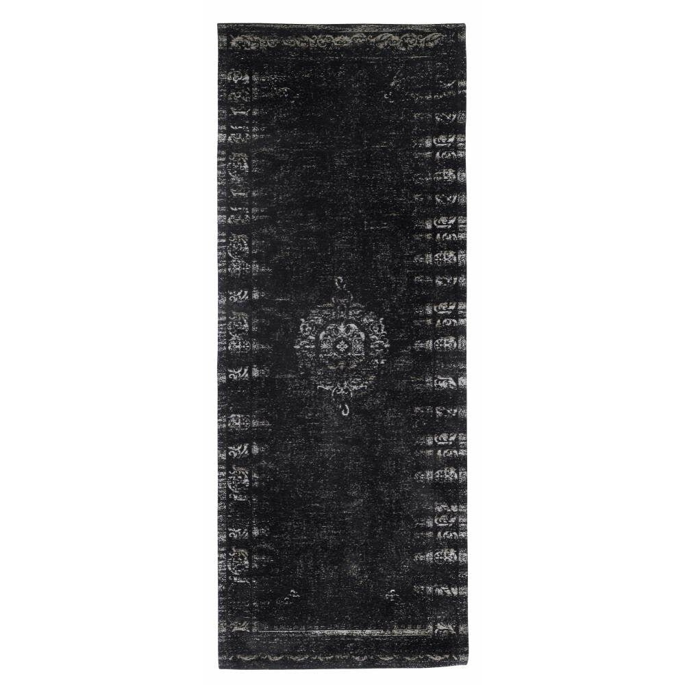 Nordal GRAND woven cotton rug - 75x200 - dark grey/black