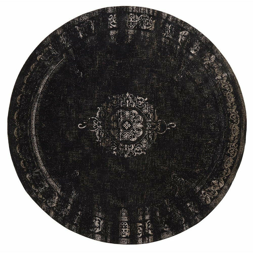 Nordal GRAND round woven cotton rug - ø240 - dark grey/black