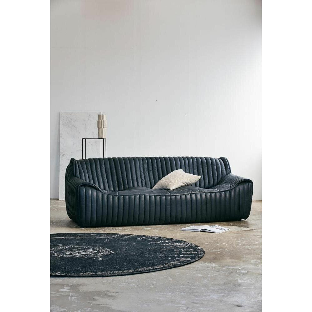 Nordal GRAND round woven cotton rug - ø240 - dark grey/black