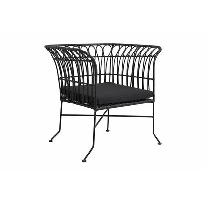 Nordal ALBA garden chair in polyrattan with armrest and cushion - black