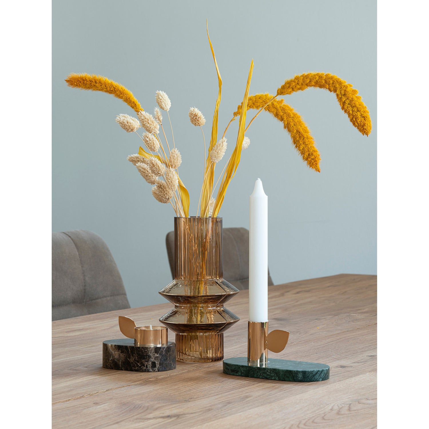 Lighthouse Stage - Lighthouses in Marble, Brown, Brass Holder, 10x7x5.5 cm