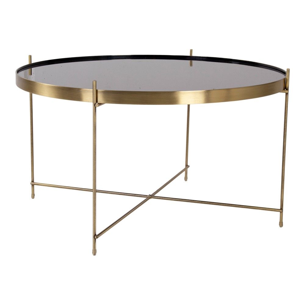 Venezia Coffee table - Corner table in brass colored steel with glass Ø70xH40cm - 1 - pcs
