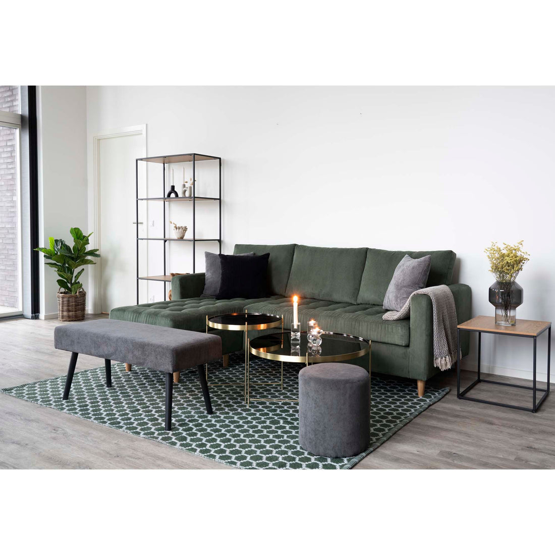 Venezia Coffee table - Corner table in brass colored steel with glass Ø70xH40cm - 1 - pcs