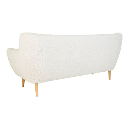 Monte 3 -person sofa - 3 person sofa in artificial lambskin, white with nature wooden legs