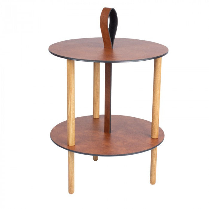 LindDNA strap table (Ø38 cm/cognac)