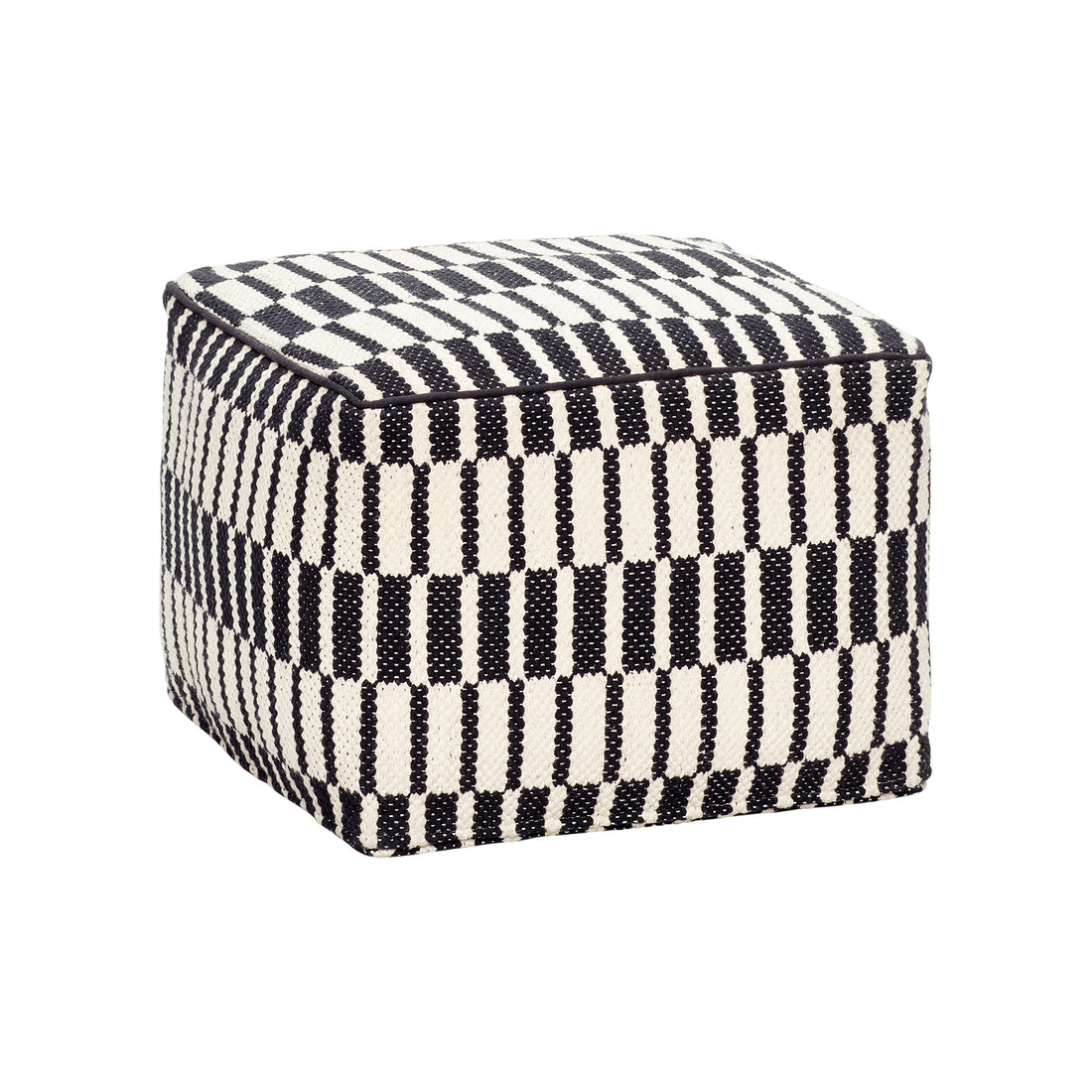 Hübsch puf m. mønster – sort/hvid bomuld 45x45xh35 cm - Hübsch - DesignGaragen.dk