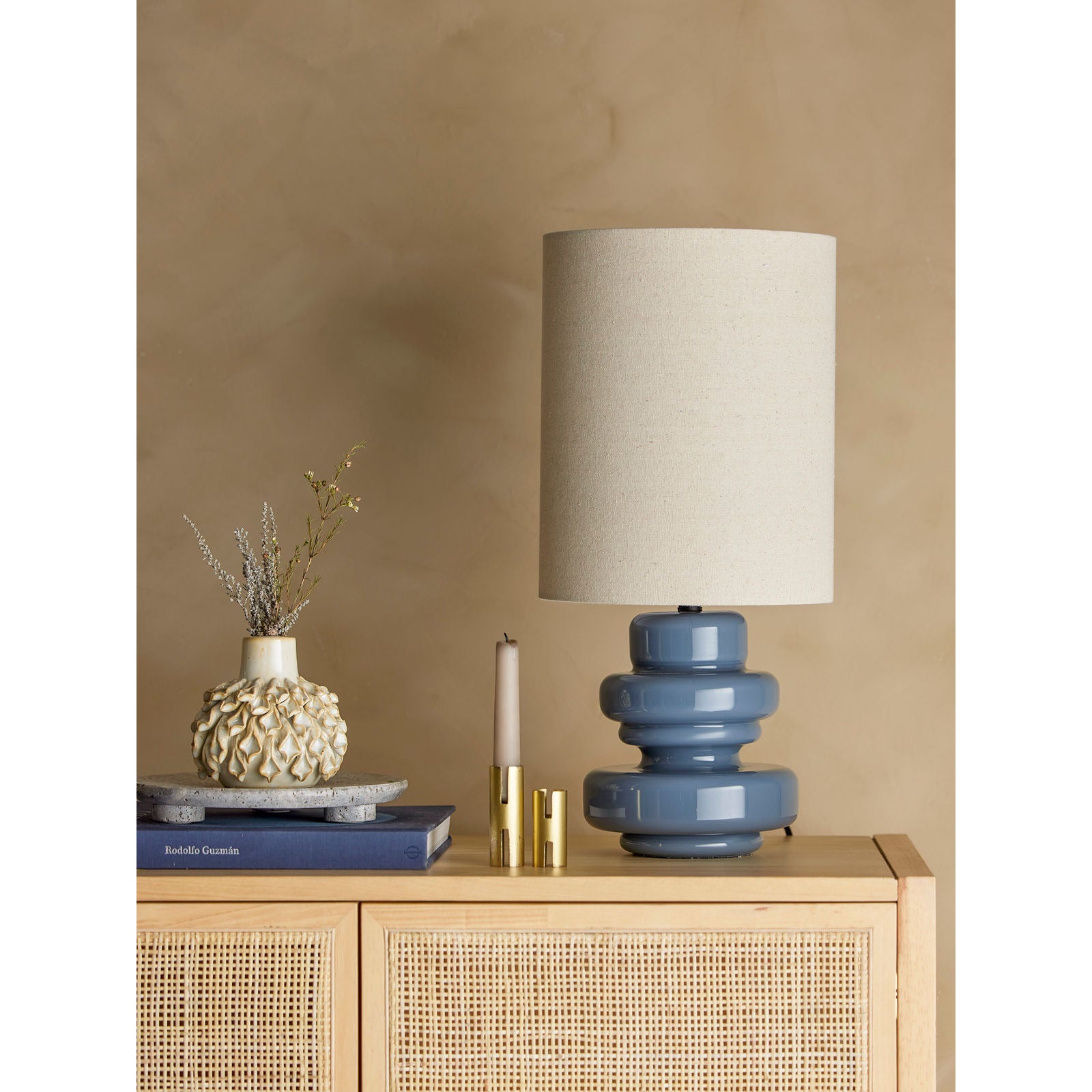 Bloomingville Fabiola table lamp, blue, glass