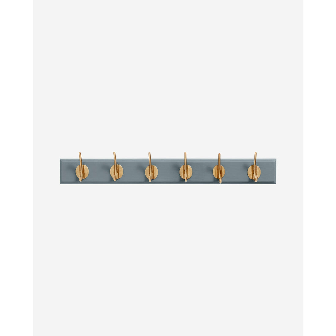 Edgy hooks in wood with 6 brass hooks - 60 cm - gray