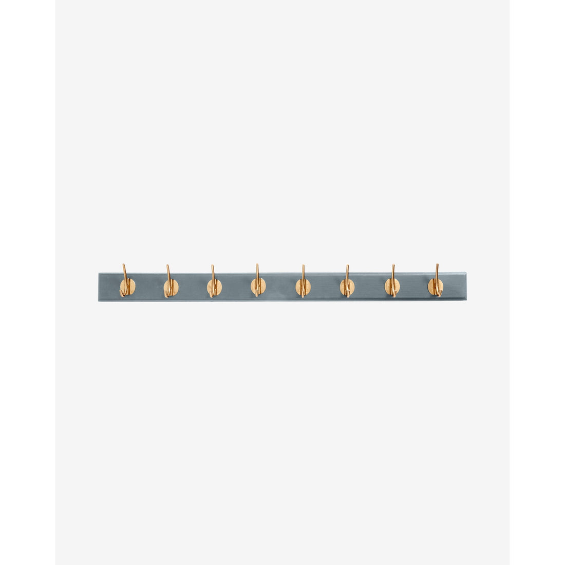 Edgy hooks in wood with 8 brass hooks - 90 cm - gray