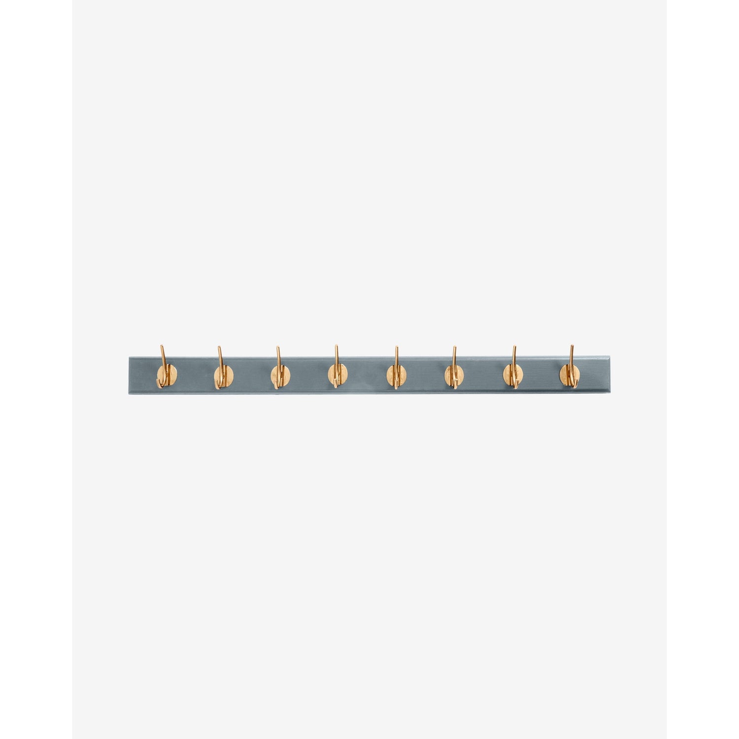 Edgy hooks in wood with 8 brass hooks - 90 cm - gray