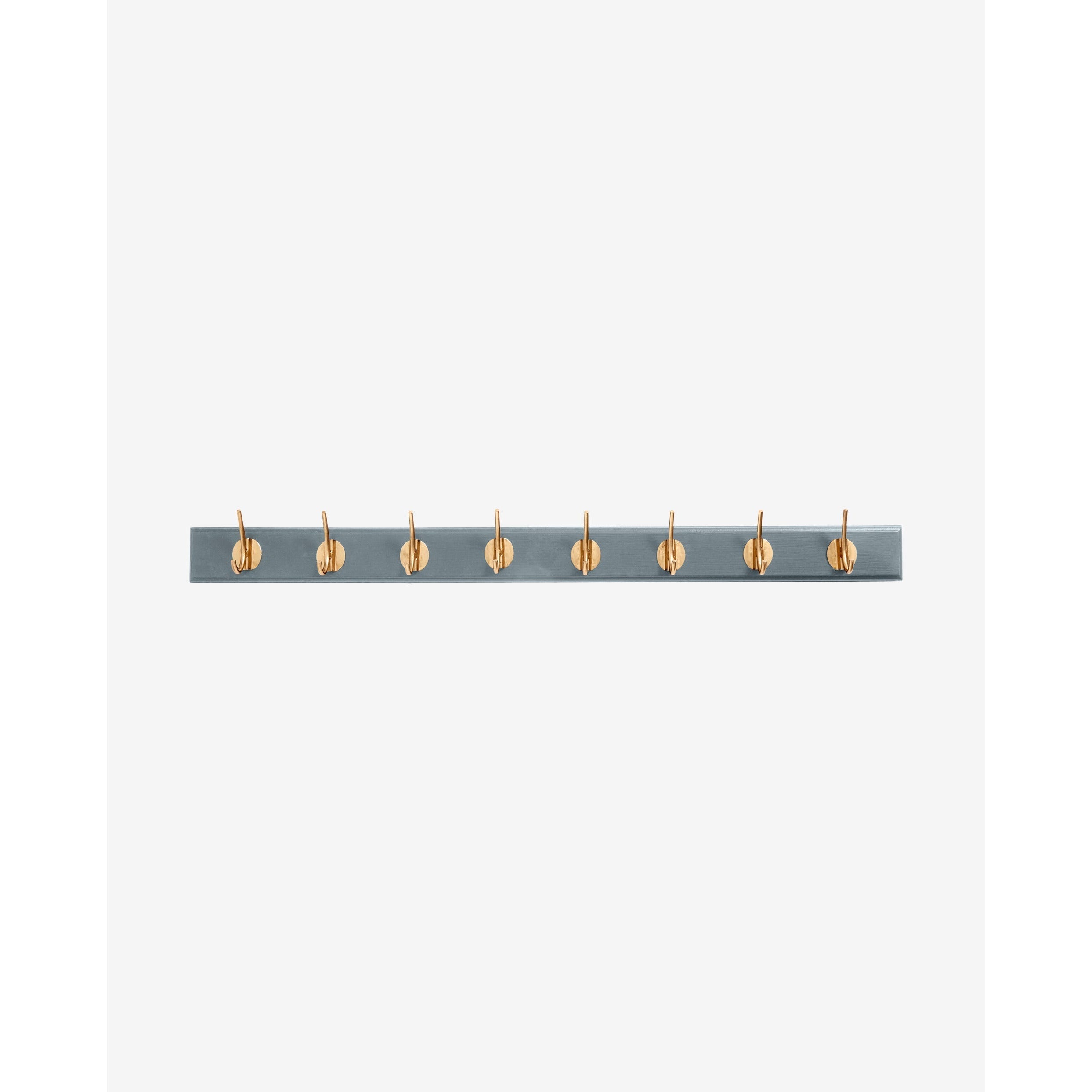Edgy hooks in wood with 8 brass hooks - 90 cm - gray