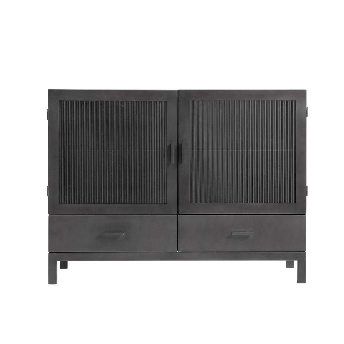 Vitrine skab Dallas - Sort (LGB) - Jern - W: 120 H: 90 D: 42 cm - Muubs - DesignGaragen.dk
