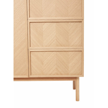 Hübsch - Cabinet, Oak, FSC, Herring Bone, Nature - 100x52x180cm