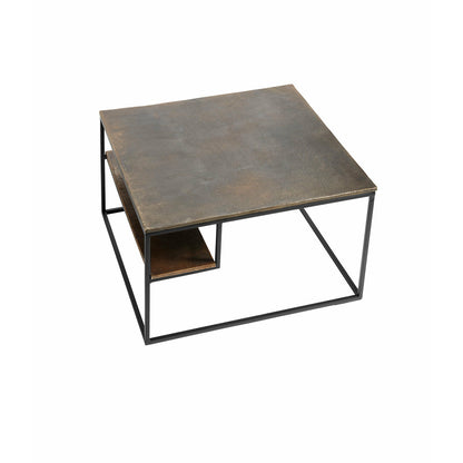 Muubs Sofabord Hitch Square - Antique brass/black - Iron frame w/ alu top - W: 65 H: 40 L: 65 cm - DesignGaragen.dk.