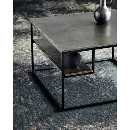 Muubs Sofabord Hitch Square - Antique brass/black - Iron frame w/ alu top - W: 65 H: 40 L: 65 cm - DesignGaragen.dk.