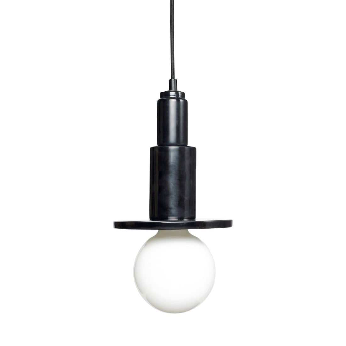 Hübsch Lampe m/pære, marmor, sort - ø12xh19cm, E27/40W - DesignGaragen.dk.