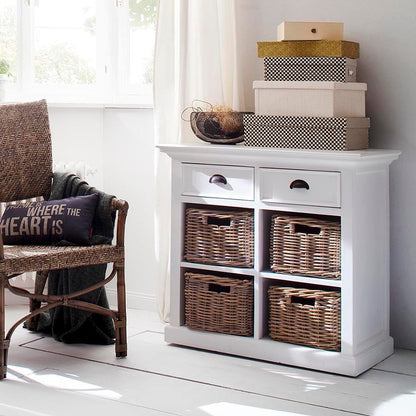 Halifax small sideboard with 4 wicker drawers