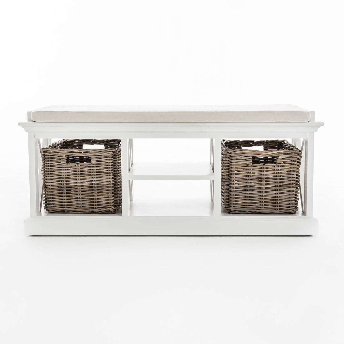Halifax bench with 2 wicker drawers