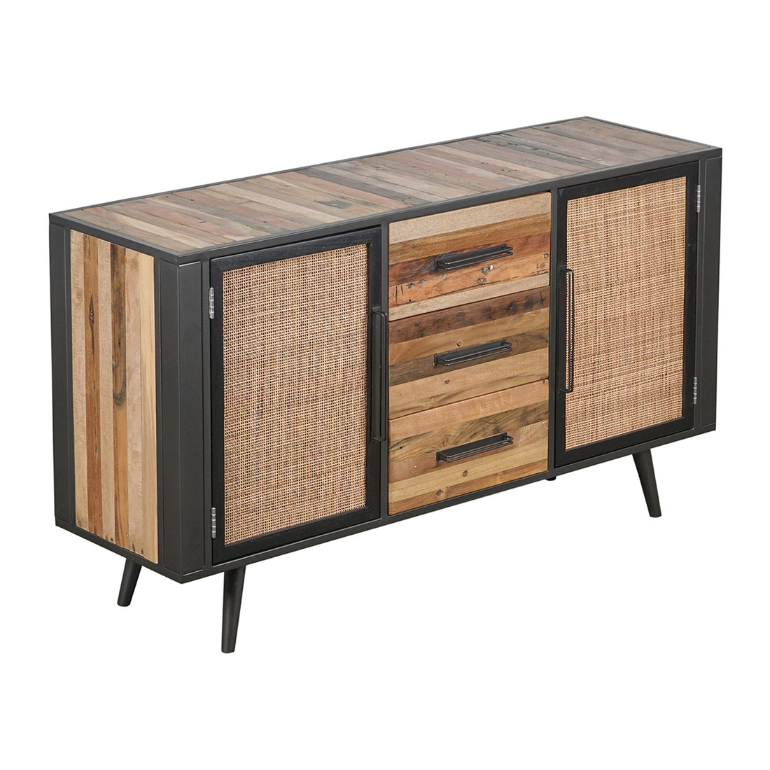 Nordic Rattan sideboard with 2 doors and 3 drawers