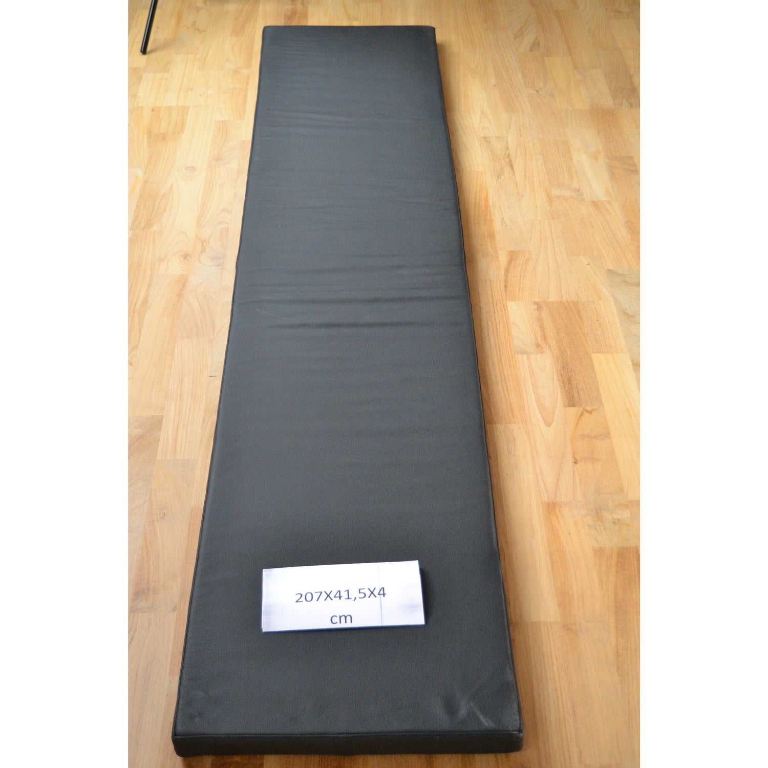 Black leather cushion 207x41.5x4 cm