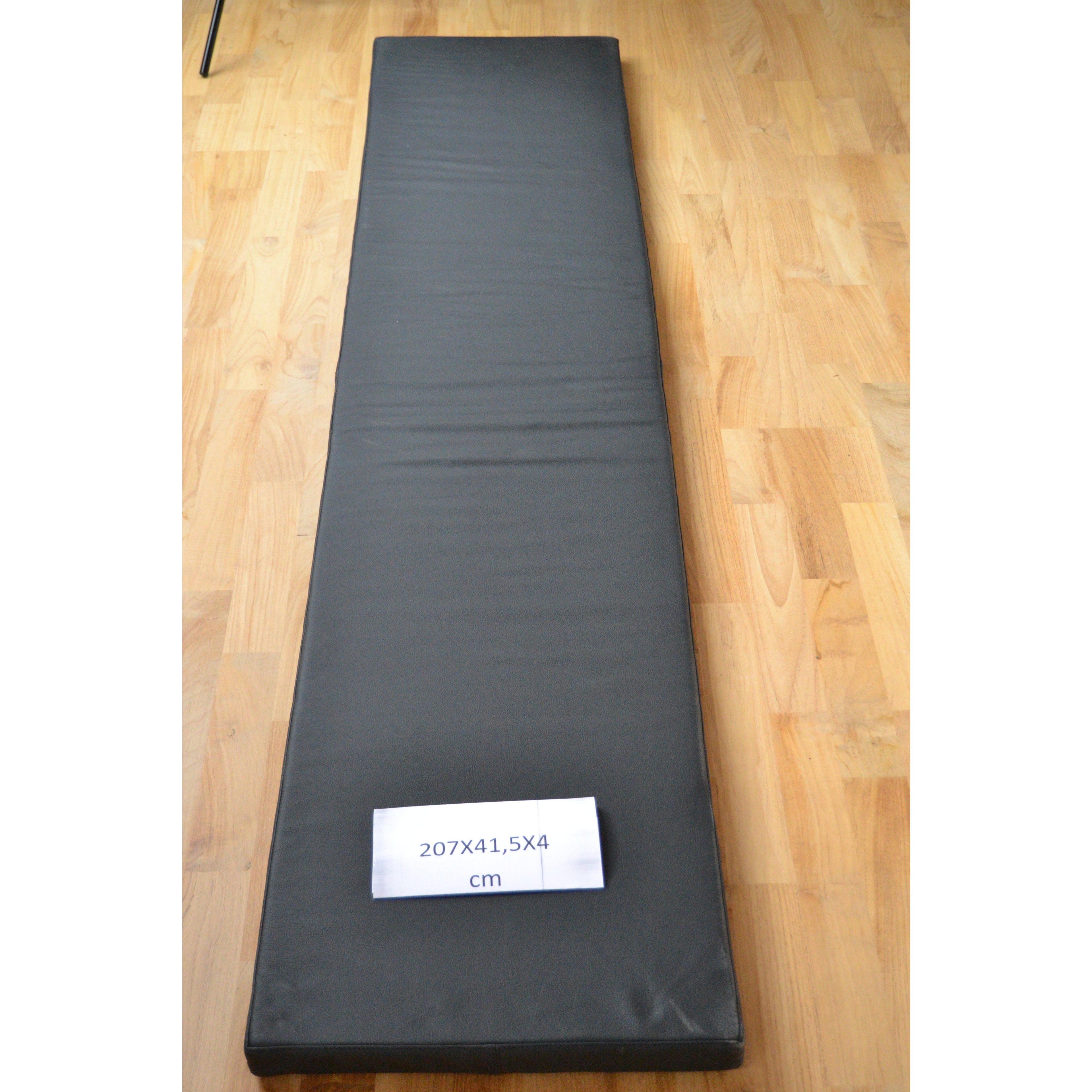 Black leather cushion 207x41.5x4 cm