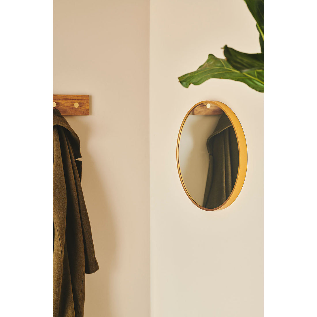 Reflection mirror with brass frame - 50 cm