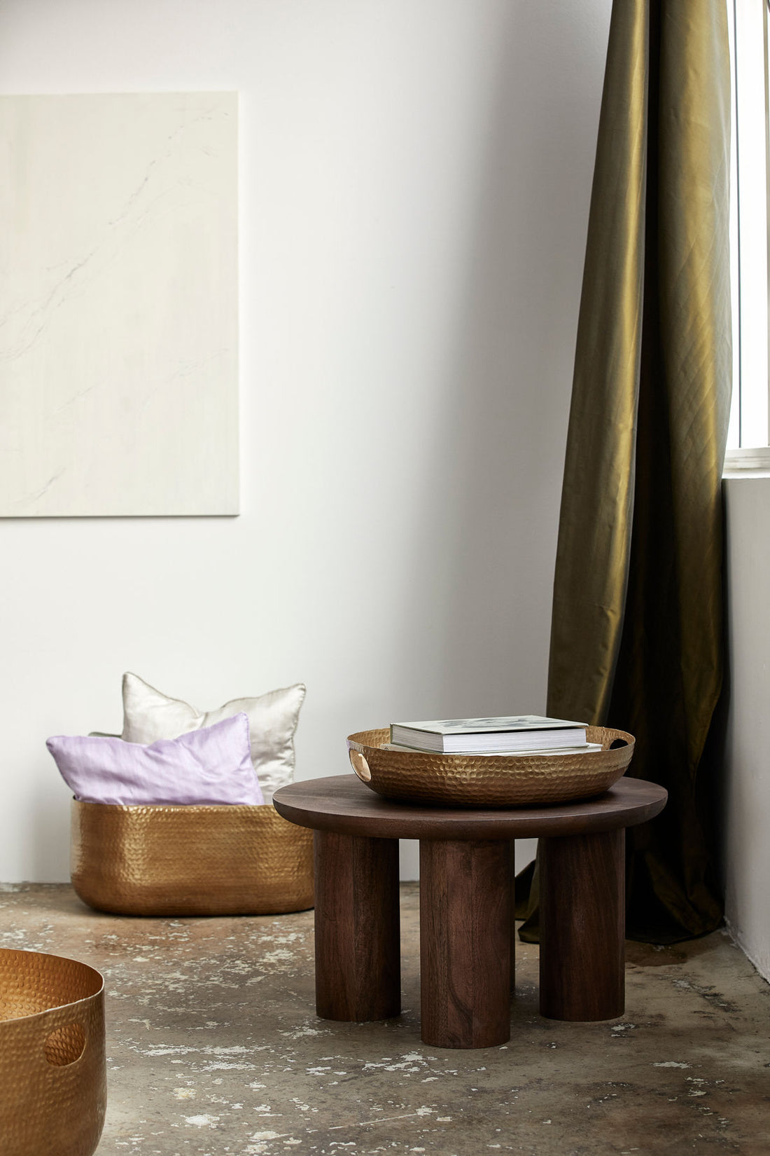 Laika basket in aluminum - Medium - L60 cm - Gold Finish