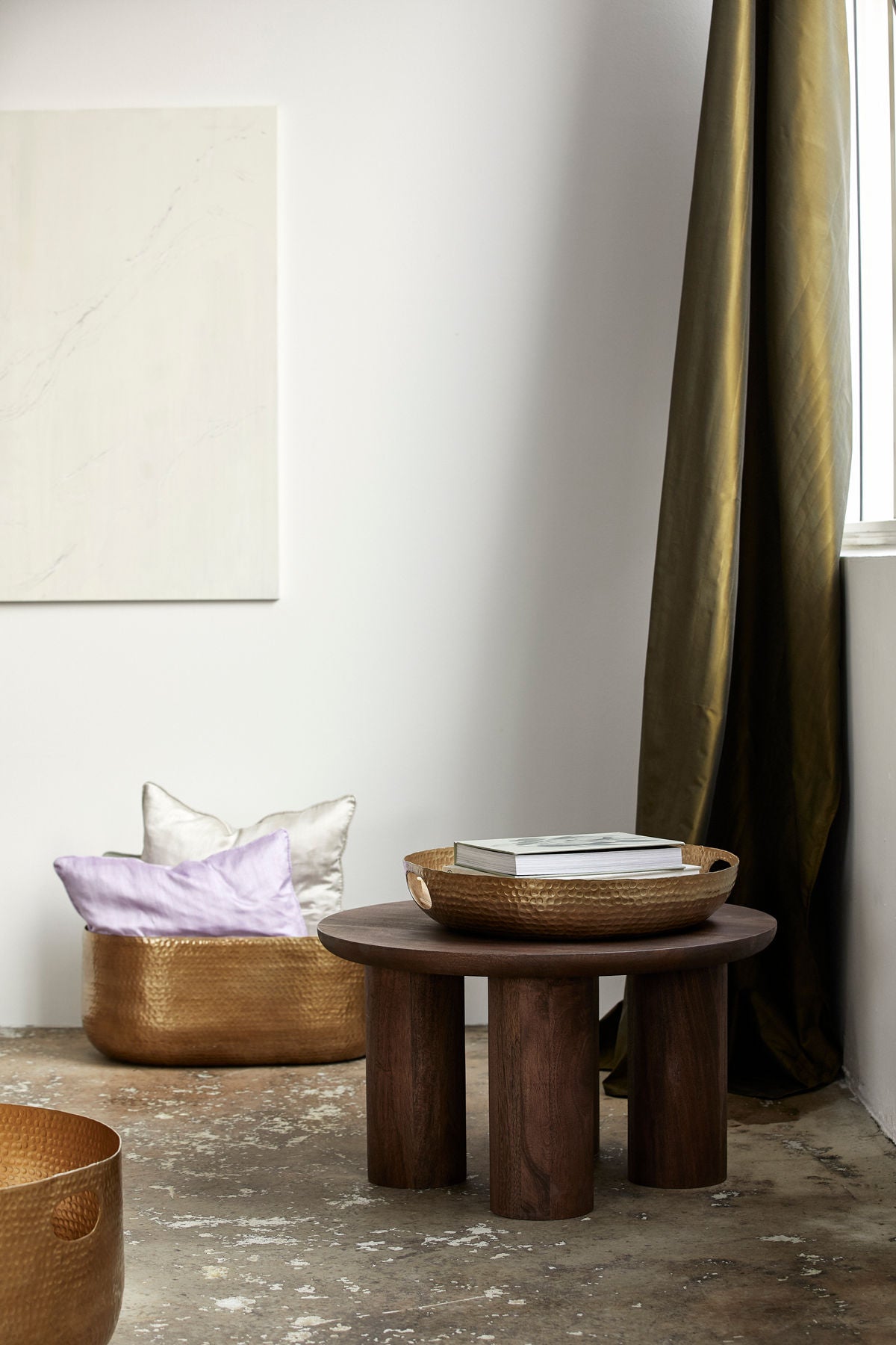 Laika basket in aluminum - Medium - L60 cm - Gold Finish
