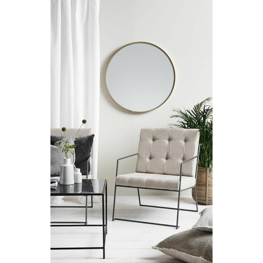 Nordal Round mirror in iron - ø80 cm - gold finish